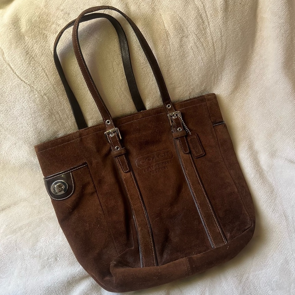 Vintage RARE Coach Suede Tote Bag